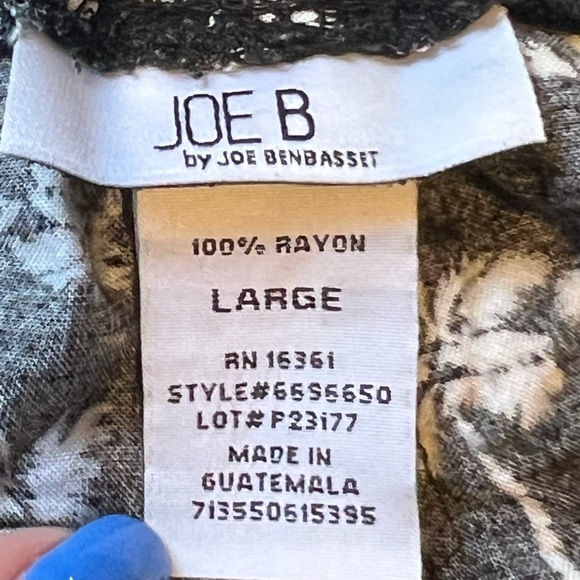 Joe B by Joe Benbasset Black White Palm Tree Rayon Shorts‎ Size Large - Picture 4 of 4